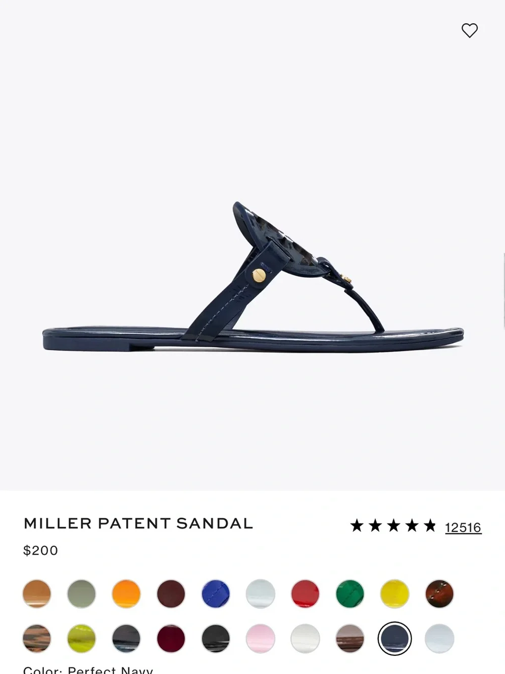 Tory Burch Navy Patent Logo Thong Sandals with Gold Studs